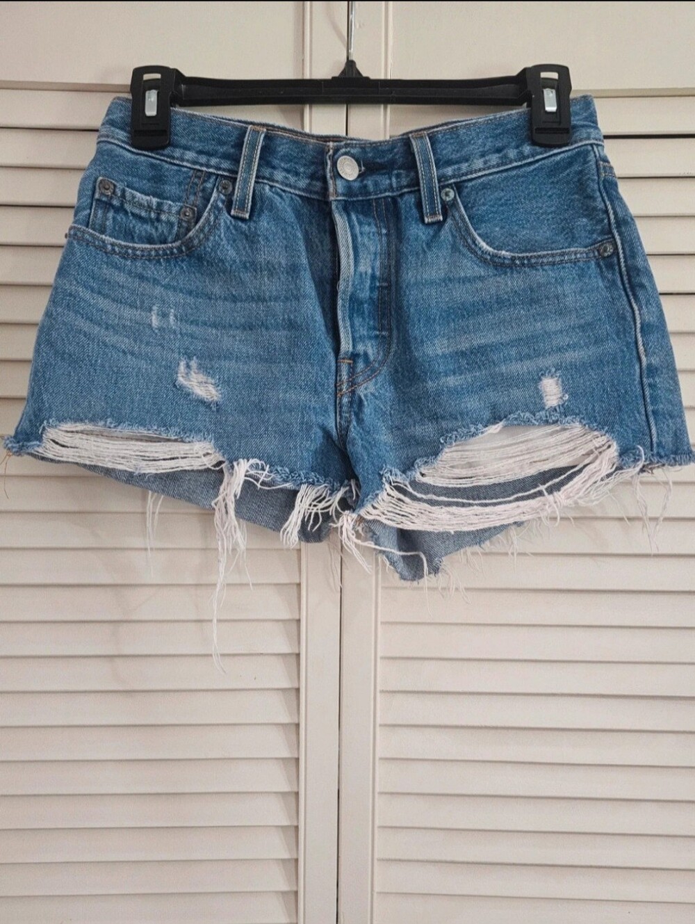 Levi's 501 Distressed Denim Shorts - Blue
